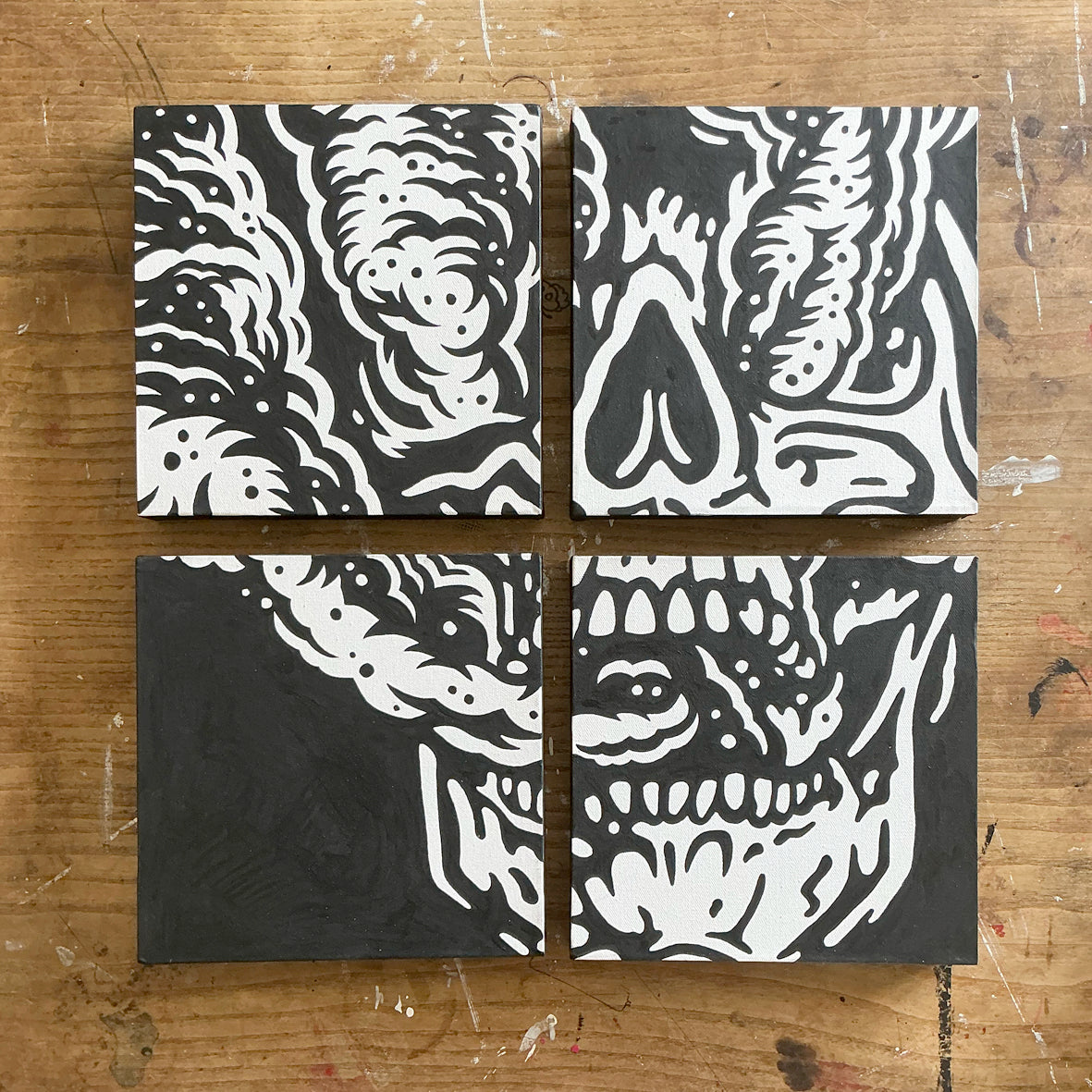 Smoking Skull Painting